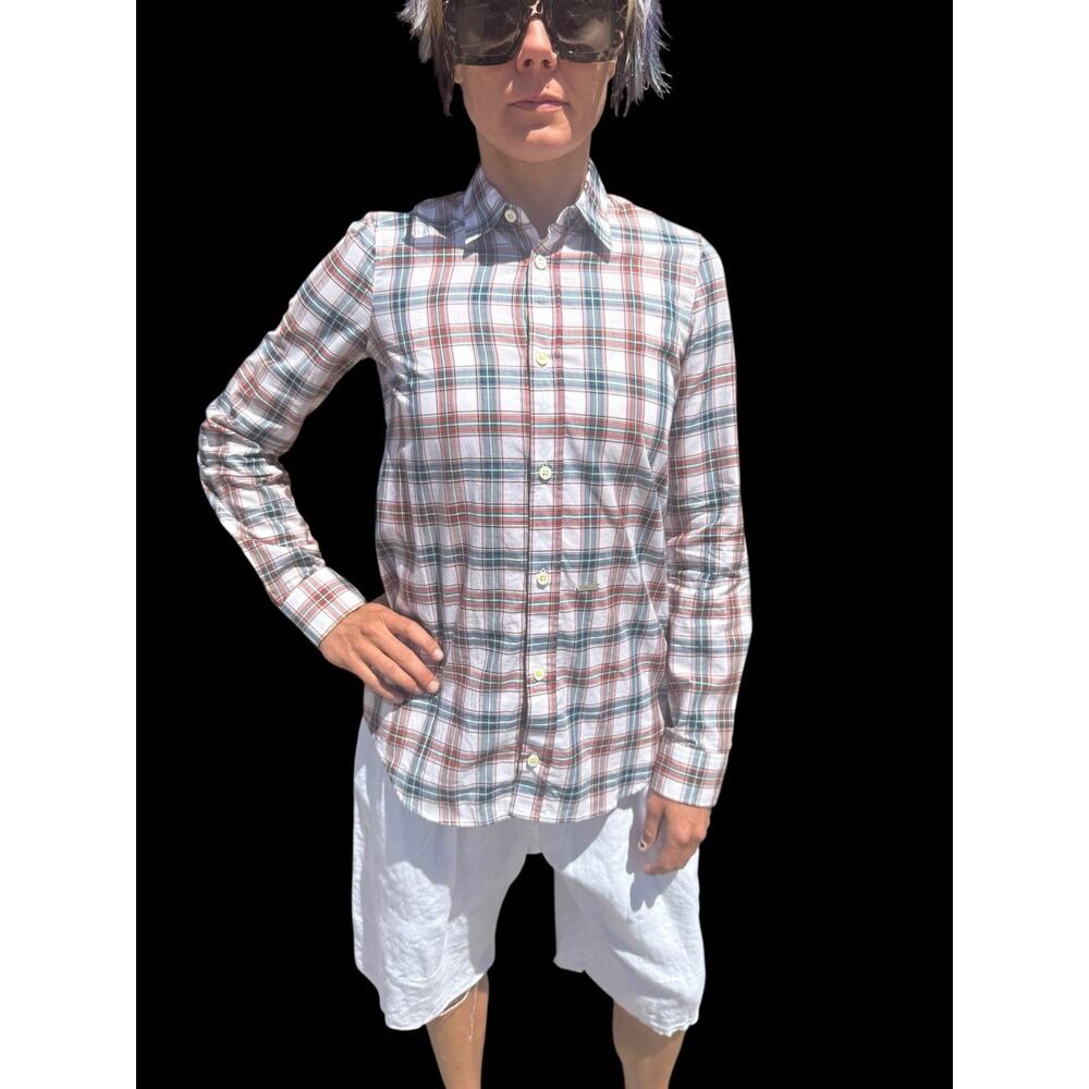 DSQUARED2 Small Italian Plaid Button Down Shirt